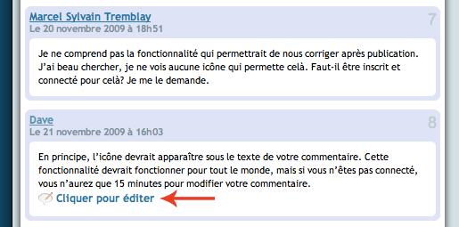 Éditer son commentaire