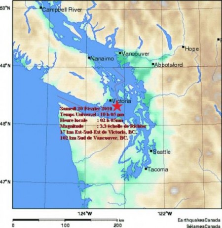 Séisme dans les environs de l'Île de Vancouver