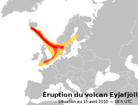 Cendres du volcan Islandais couvrant l'Europe
