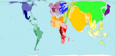 Carte du monde en fonction de la population des pays