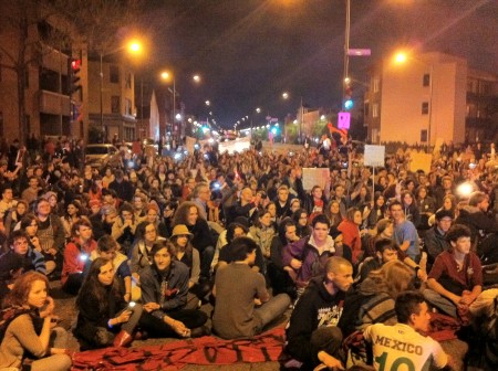 Sit-in sur le boulevard Charest