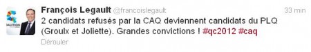 Tweet de Legault