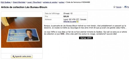 Affiche de Léo Bureau-Blouin en vente sur Kijiji