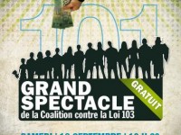 Soyez du grand spectacle contre la loi 103 à Montréal le 18 septembre!