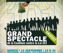 Soyez du grand spectacle contre la loi 103 à Montréal le 18 septembre!