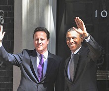 Rencontre de Barack Obama et David Cameron à Londres